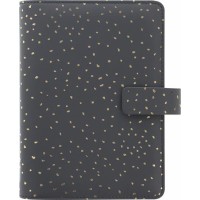 Kalendárium, gyűrűs, betétlapokkal, pocket méret, FILOFAX, "Confetti", fekete