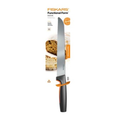 Kenyérvágókés, 21 cm,  FISKARS "Functional Form" fekete