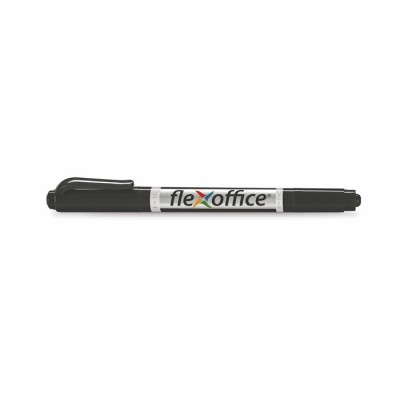 Alkoholos marker, 0,4/1,0 mm, kúpos, kétvégű, FLEXOFFICE "PM01", fekete