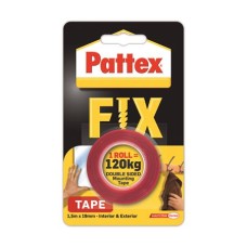 Ragasztószalag, kétoldalas, 19 mm x 1,5 m, HENKEL "Pattex Fix 120 kg",  piros