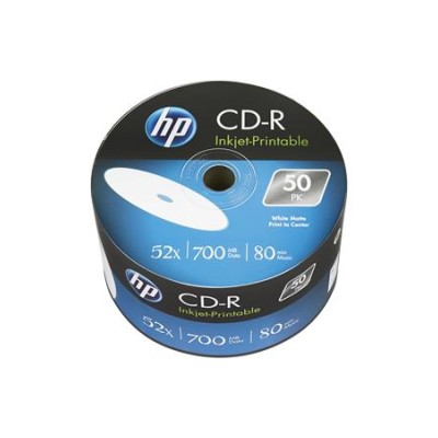 CD-R lemez, nyomtatható, 700MB, 52x, 50 db, zsugor csomagolás, HP