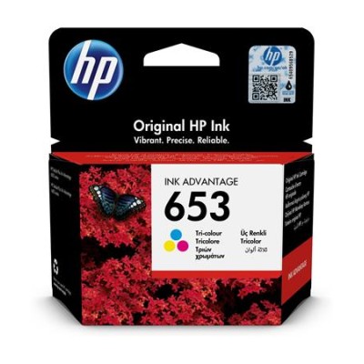 3YM74AE Tintapatron DeskJet Plus Ink Advantage 6075 All-in-One nyomtatóhoz, HP 653, c+m+y, 200 oldal