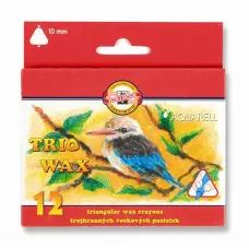 Zsírkréta, háromszögletű, KOH-I-NOOR "Aquarell", 12 különböző szín