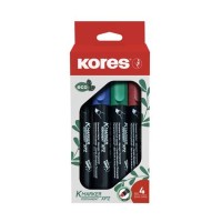Alkoholos marker készlet, 3-5 mm, vágott, KORES "ECO K-Marker XP2", 4 különböző szín