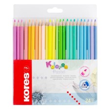 Színes ceruza készlet, háromszögletű, KORES "Kolores Pastel", 24 pasztell szín