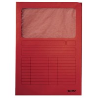 Mappa, ablakos, karton, A4, LEITZ, piros