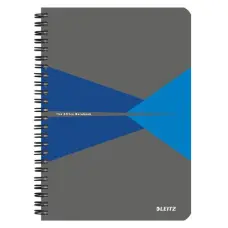 Spirálfüzet, A5, vonalas, 90 lap, PP borító, LEITZ "Office", szürke-kék