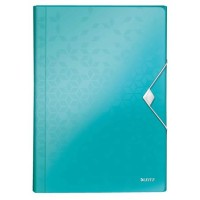Harmonikamappa, A4, PP, 6 rekeszes, LEITZ "Wow", jégkék