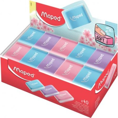 Radír display, MAPED "Essentials Soft Pastel", vegyes színek