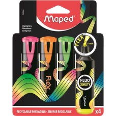 Szövegkiemelő készlet, 1-5 mm, MAPED "Fluo Peps Flex", 4 különböző szín