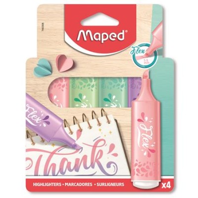 Szövegkiemelő készlet,  1-5 mm, MAPED "Fluo Peps Flex Pastel", pasztell szín,  vegyes készletek