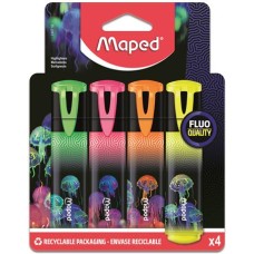 Szövegkiemelő készlet, 1-5 mm, MAPED "Deepsea Paradise Fluo Peps", 4 különböző szín