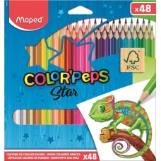 Színes ceruza készlet, háromszögletű, MAPED "Color`Peps Star", 48 különböző szín