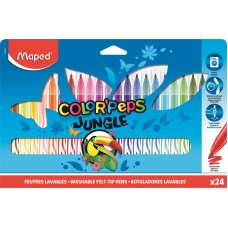 Filctoll készlet, 2,8 mm, kimosható, MAPED "Color`Peps Jungle", 24 különböző szín