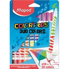 Filctoll készlet, kimosható, MAPED "Color`Peps Duo", 20 különböző szín