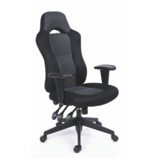 Főnöki szék, fekete/szürke gyöngyszövet-borítás, fekete lábkereszt, MAYAH "Racer Plus"