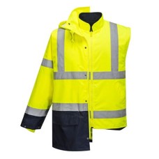 Munkavédelmi kabát, kéttónusú, 5 az 1-ben, XL méret "Essential", sárga-tengerészkék