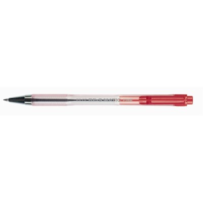 Golyóstoll, 0,27 mm, nyomógombos, átlátszó tolltest, PILOT "BP-S Matic", piros