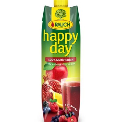 Gyümölcslé, 100%, 1 l, RAUCH "Happy day", piros multivitamin