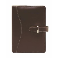 Kalendárium, gyűrűs, betétlapokkal, "L", műbőr, SATURNUS, "437", barna