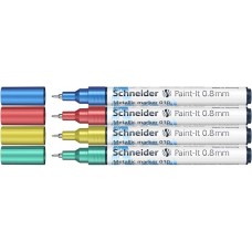 Metálfényű marker készlet, 0,8 mm, SCHNEIDER "Paint-It 010", 4 különböző szín