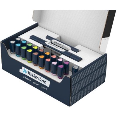 Kétvégű marker készlet, 27 darabos, SCHNEIDER "Paint-It 040 Twin marker Set 2", 10 különböző szín