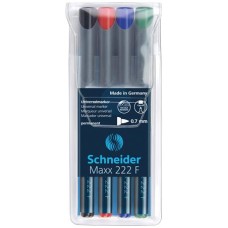 Alkoholos marker készlet, OHP, 0,7 mm, SCHNEIDER "Maxx 222 F", 4 különböző szín