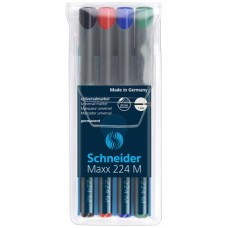 Alkoholos marker készlet, OHP, 1 mm, SCHNEIDER "Maxx 224 M", 4 különböző szín