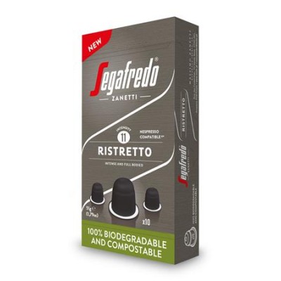 Kávékapszula, 10 db, SEGAFREDO Ristretto  - Nespresso® kompatibilis biológiailag lebomló kapszula