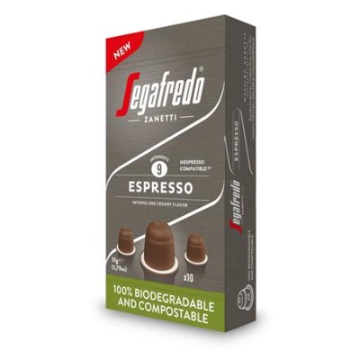 Kávékapszula, 10 db, SEGAFREDO Espresso  - Nespresso® kompatibilis biológiailag lebomló kapszula