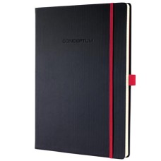 Jegyzetfüzet, exkluzív, A4, kockás, 97 lap, keményfedeles, SIGEL "Conceptum Red Edition", fekete-piros