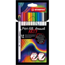 Rostirón készlet, STABILO "Pen 68 brush ARTY", 10 különböző szín