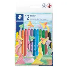 Zsírkréta, csavarós, STAEDTLER "Noris 221", 12 különböző szín