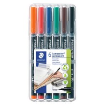 Alkoholos marker készlet, OHP, 0,4 mm, STAEDTLER "Lumocolor® 313 S", 6 különböző szín