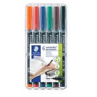 Alkoholos marker készlet, OHP, 1 mm, STAEDTLER "Lumocolor® 317 M", 6 különböző szín