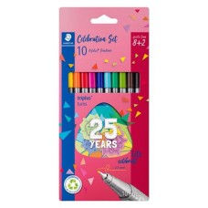 Tűfilc készlet, 0,3 mm, STAEDTLER "Triplus® fineliner 334", 10 különböző szín