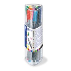 Tűfilc készlet, 0,3 mm, STAEDTLER "Triplus 334", 12 különböző szín