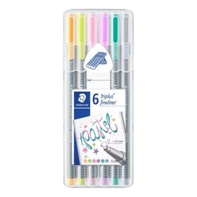 Tűfilc készlet, 0,3 mm, STAEDTLER "Triplus Pastel 334", 6 pasztell szín