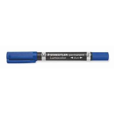 Alkoholos marker, 0,6/1,5 mm, kúpos, kétvégű, STAEDTLER "Lumocolor® duo 348", kék