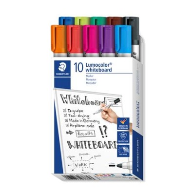 Táblamarker készlet, 2 mm, kúpos, STAEDTLER "Lumocolor® 351", 10 különböző szín