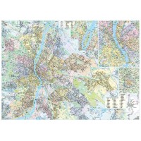 Falitérkép, 100x140 cm, fémléces, Budapest térképe STIEFEL