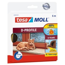 Ajtó- és ablaktömítő szalag, 9 mm x 6 m, TESA "tesamoll® D profil", barna