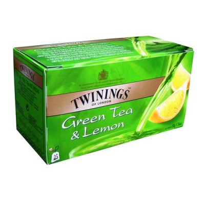 Zöldtea, 25x1,6 g, TWININGS "Green Tea & Lemon"