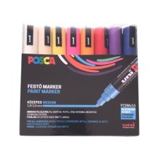 Dekormarker készlet, 1,8-2,5 mm, UNI "Posca PC-5M", 16 különböző szín