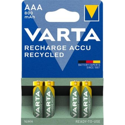 Tölthető elem, AAA mikro, újrahasznosított, 4x800 mAh, VARTA