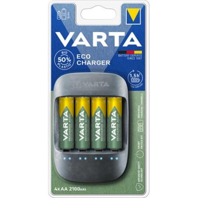 Elemtöltő, AA ceruza/AAA mikro, 4x2100 mAh, VARTA"ECO"