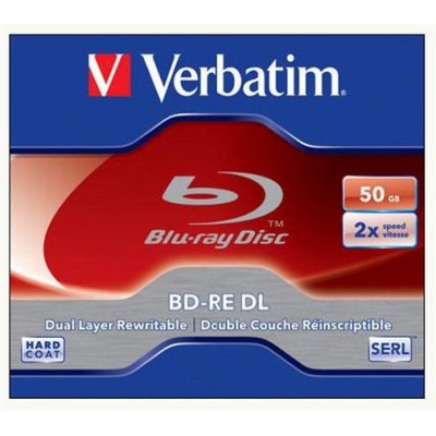 BD-RE BluRay lemez, kétrétegű, újraírható, 50GB, 2x, 1db, normál tok, VERBATIM