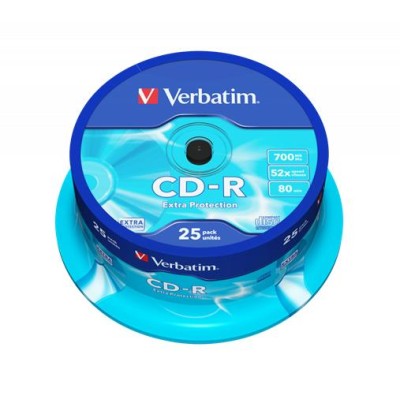 CD-R lemez, 700MB, 52x, 25 db, hengeren, VERBATIM "DataLife"