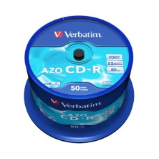 CD-R lemez, Crystal bevonat, AZO, 700MB, 52x, 50 db, hengeren VERBATIM "DataLife Plus"