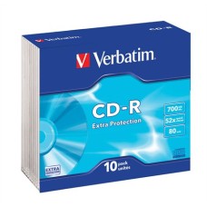 CD-R lemez, 700MB, 52x, 10 db, vékony tok, VERBATIM "DataLife"